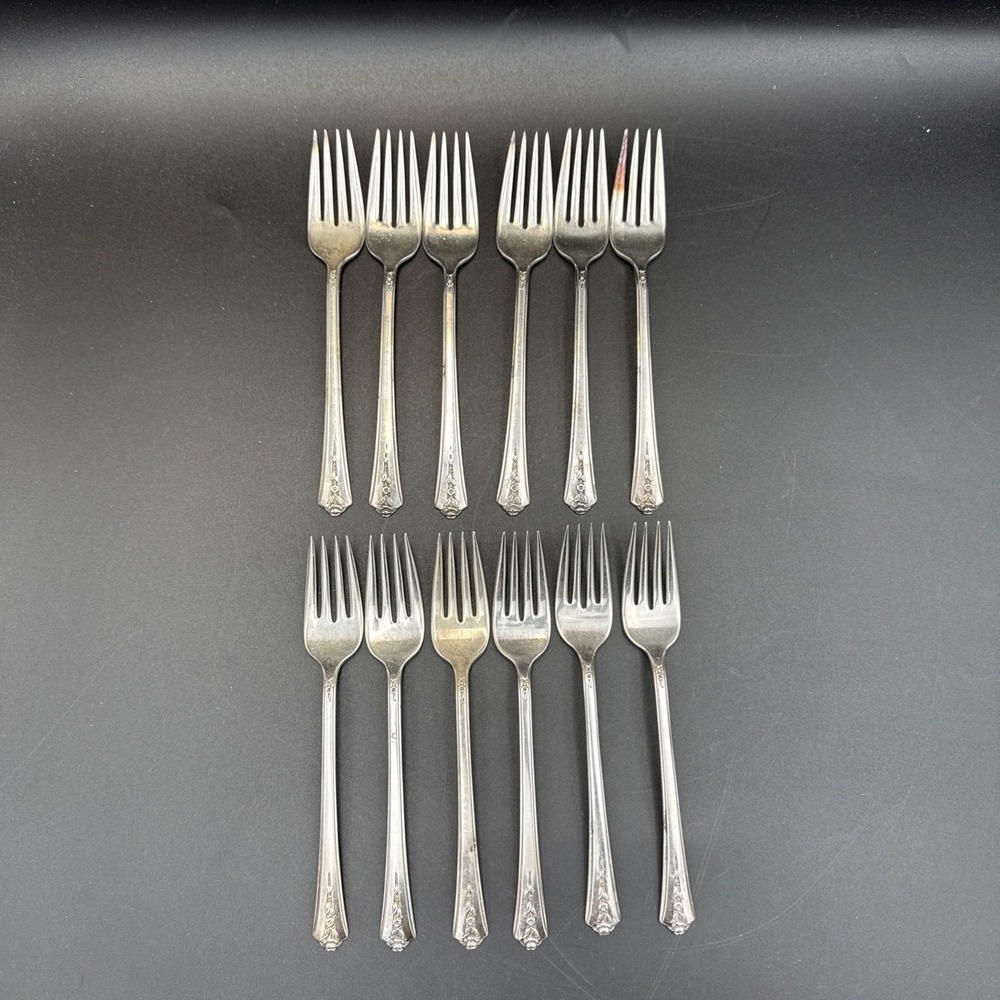 12 International Holmes & Edwards SPRING GARDEN  Silverplate Salad Forks